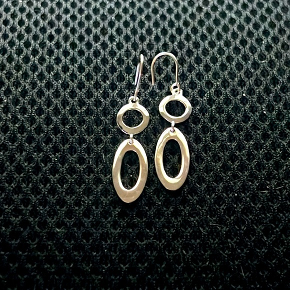 New Genuine 925 Sterling Silver Polished Open Circle/Oval Earrings Gift Box - Picture 2 of 7